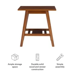 Accent & End Tables-Kirkland's Home Wood Slatted Bottom Shelf Side Table Brown