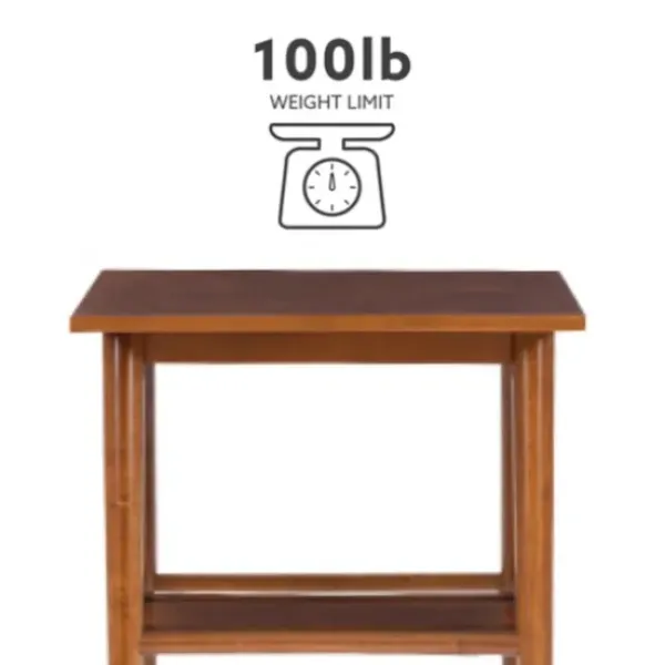 Accent & End Tables-Kirkland's Home Wood Slatted Bottom Shelf Side Table Brown