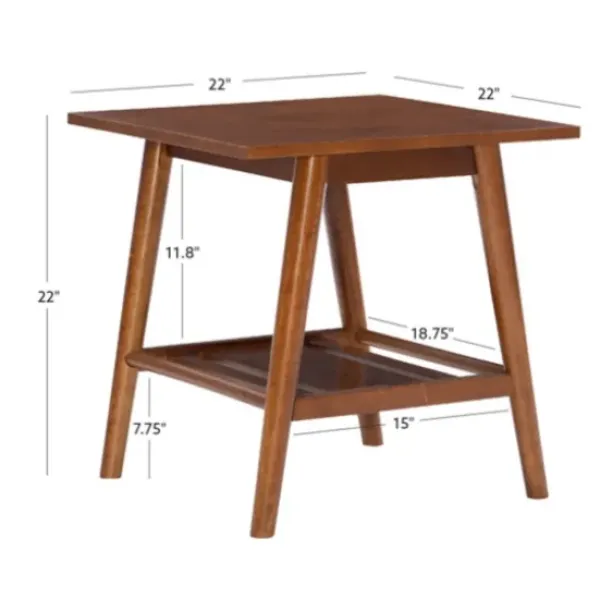 Accent & End Tables-Kirkland's Home Wood Slatted Bottom Shelf Side Table Brown