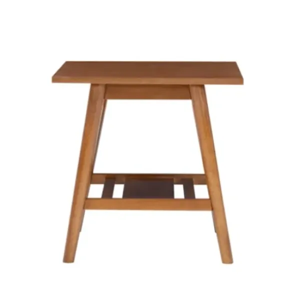 Accent & End Tables-Kirkland's Home Wood Slatted Bottom Shelf Side Table Brown