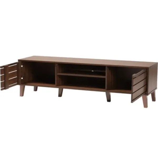 Tv Stands & Media Consoles-Kirkland's Home Wood Slatted Midcentury Tv Stand Brown