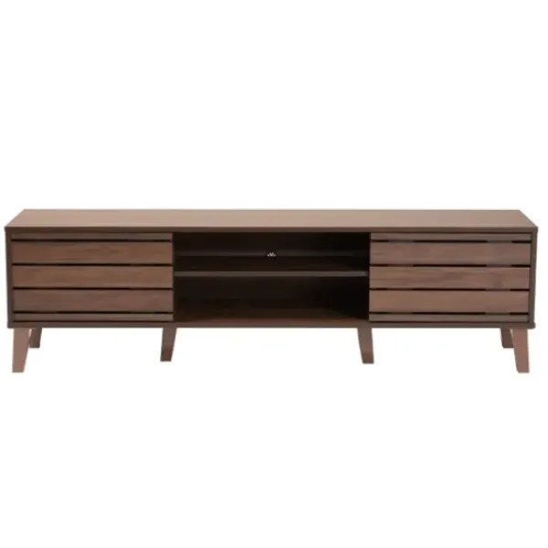 Tv Stands & Media Consoles-Kirkland's Home Wood Slatted Midcentury Tv Stand Brown