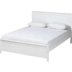 Beds & Headboards-Kirkland's Home Wood Slatted Queen Bed Frame White