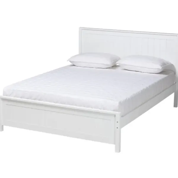 Beds & Headboards-Kirkland's Home Wood Slatted Queen Bed Frame White