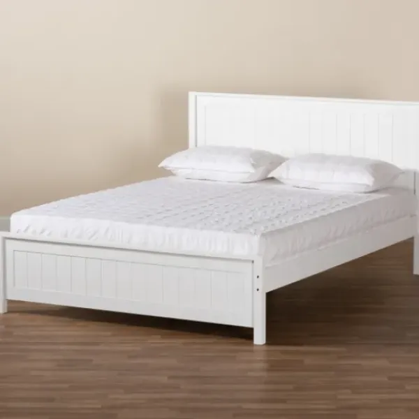 Beds & Headboards-Kirkland's Home Wood Slatted Queen Bed Frame White