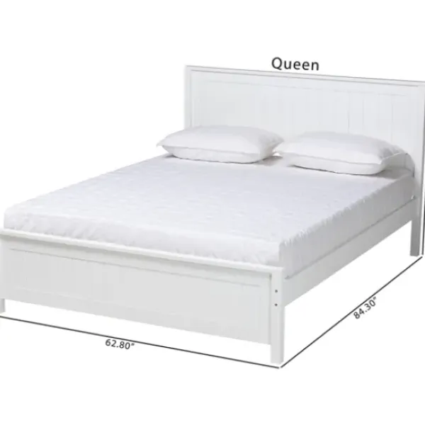 Beds & Headboards-Kirkland's Home Wood Slatted Queen Bed Frame White