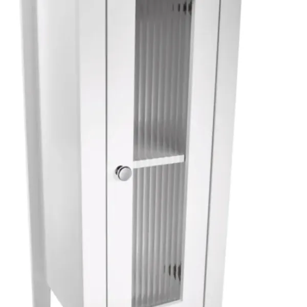 Bathroom Furniture-Kirkland's Home Wood Slim Single Glass Door Floor Cabinet White