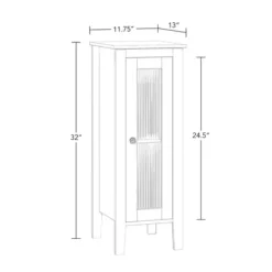 Bathroom Furniture-Kirkland's Home Wood Slim Single Glass Door Floor Cabinet White
