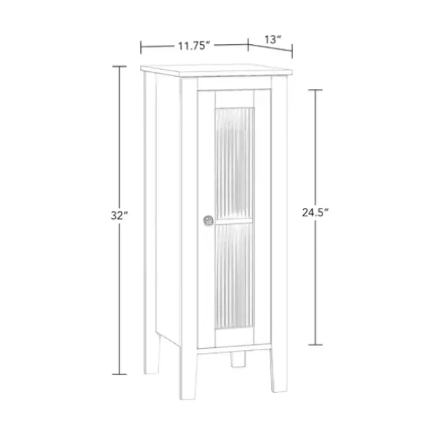 Bathroom Furniture-Kirkland's Home Wood Slim Single Glass Door Floor Cabinet White