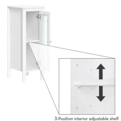 Bathroom Furniture-Kirkland's Home Wood Slim Single Glass Door Floor Cabinet White