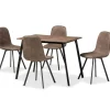 Dining Tables-Kirkland's Home Wood Table And Leather Chairs 5-Pc. Dining Set Brown/Black