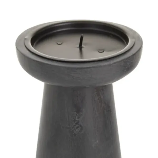 Candle Holders-Kirkland's Home Wood Tapered 3-Pc. Pillar Candle Holder Set Black