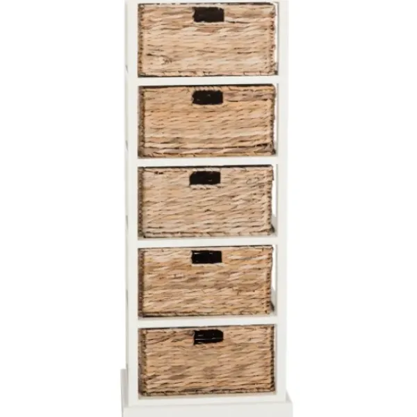 Bookshelves-Kirkland's Home Wood 5-Tier Basket Storage Shelf White