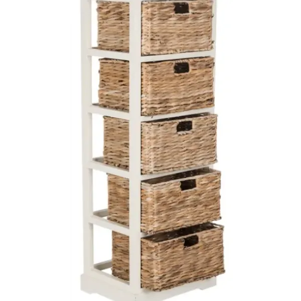 Bookshelves-Kirkland's Home Wood 5-Tier Basket Storage Shelf White