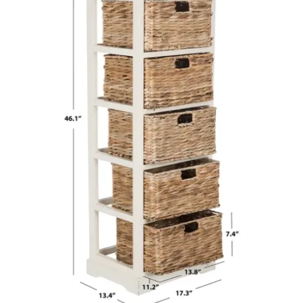 Bookshelves-Kirkland's Home Wood 5-Tier Basket Storage Shelf White