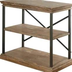 Office Furniture-Kirkland's Home Wood 3-Tier Bookshelf With Black Steel Frame