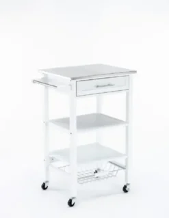 Kitchen Islands & Bar Carts-Kirkland's Home Wood 2-Tier Kitchen Cart White