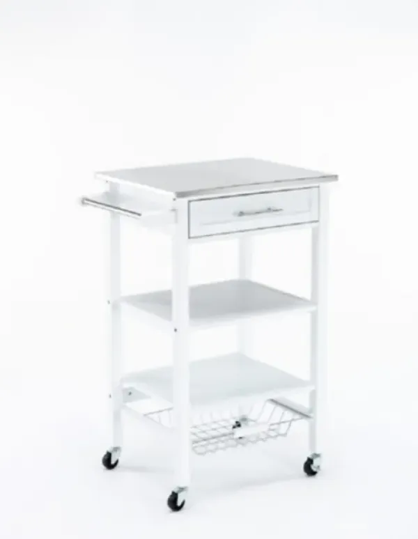 Kitchen Islands & Bar Carts-Kirkland's Home Wood 2-Tier Kitchen Cart White
