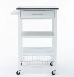 Kitchen Islands & Bar Carts-Kirkland's Home Wood 2-Tier Kitchen Cart White