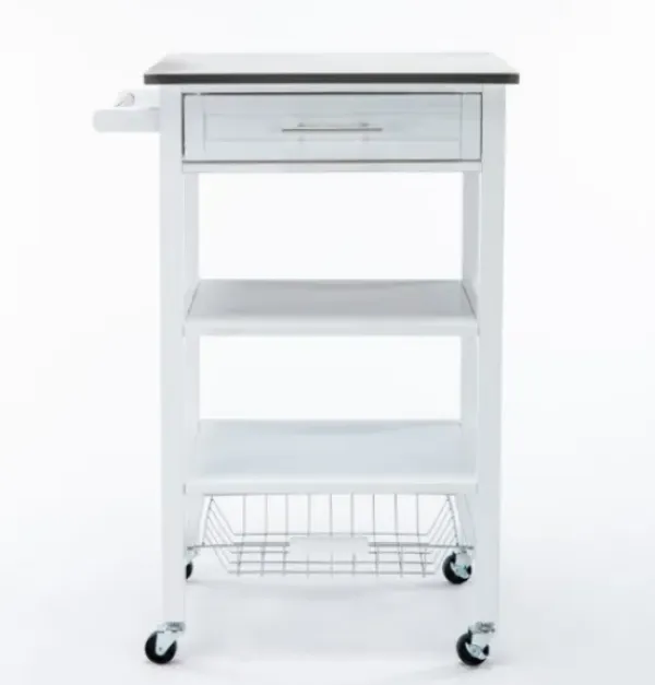 Kitchen Islands & Bar Carts-Kirkland's Home Wood 2-Tier Kitchen Cart White