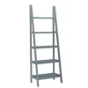 Bookshelves-Kirkland's Home Wood 5-Tier Ladder Bookshelf Gray