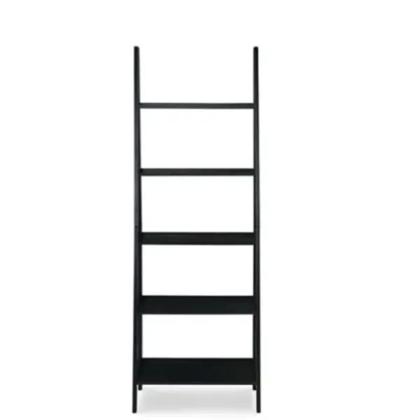 Bookshelves-Kirkland's Home Wood 5-Tier Ladder Bookshelf Black