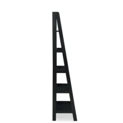 Bookshelves-Kirkland's Home Wood 5-Tier Ladder Bookshelf Black