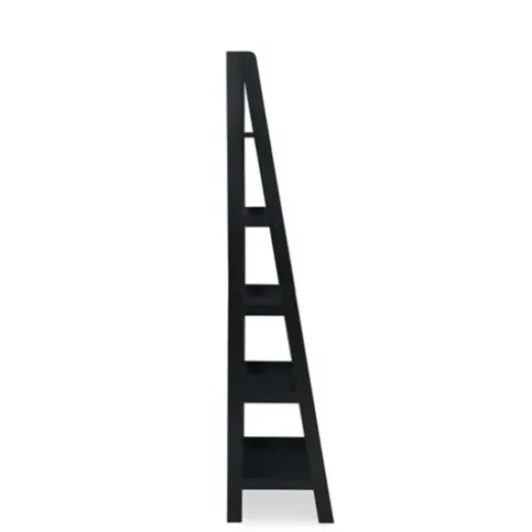 Bookshelves-Kirkland's Home Wood 5-Tier Ladder Bookshelf Black