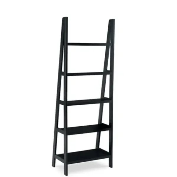 Bookshelves-Kirkland's Home Wood 5-Tier Ladder Bookshelf Black