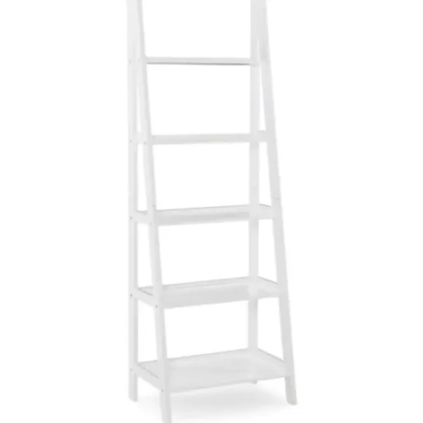 Bookshelves-Kirkland's Home Wood 5-Tier Ladder Bookshelf White