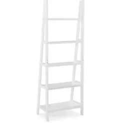 Bookshelves-Kirkland's Home Wood 5-Tier Ladder Bookshelf White