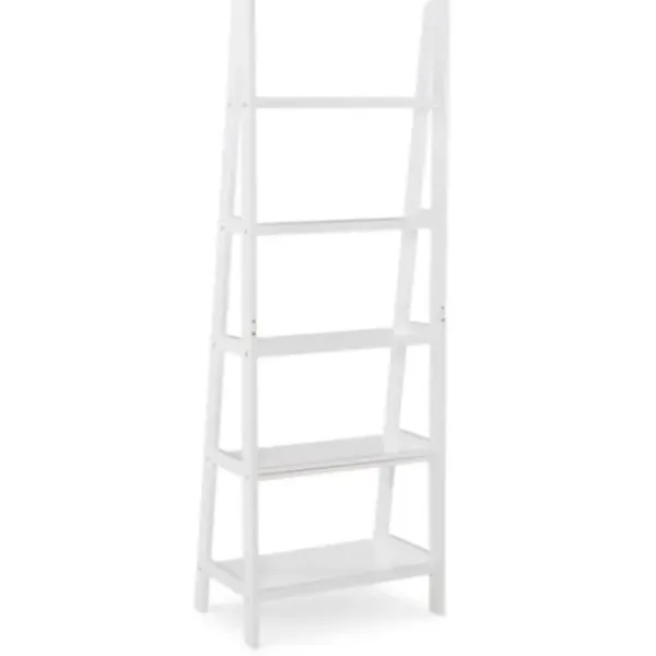 Bookshelves-Kirkland's Home Wood 5-Tier Ladder Bookshelf White