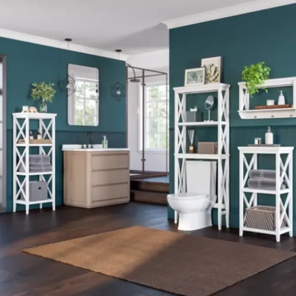 Bathroom Furniture-Kirkland's Home Wood 3-Tier Storage Shelf White