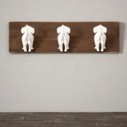 Hooks-Kirkland's Home Wood Tone Pet Leash Hook Wall Plaque Brown