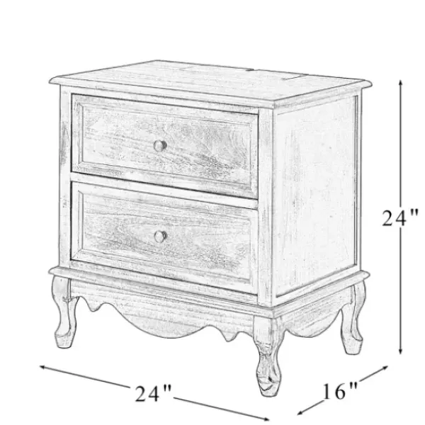 Nightstands-Kirkland's Home Wood Traditional 2-Drawer Nightstand Brown