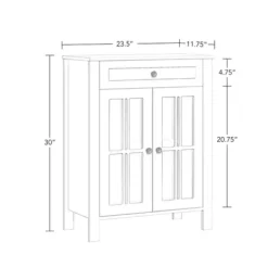Bathroom Furniture-Kirkland's Home Wood Two Pane Glass Doors Floor Cabinet White