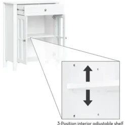 Bathroom Furniture-Kirkland's Home Wood Two Pane Glass Doors Floor Cabinet White