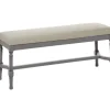 Benches & Ottomans-Kirkland's Home Wood Upholstered Burlap Seat Bench Gray