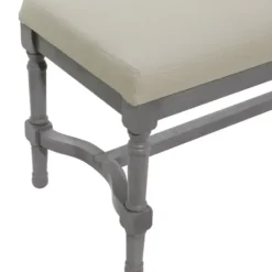 Benches & Ottomans-Kirkland's Home Wood Upholstered Burlap Seat Bench Gray