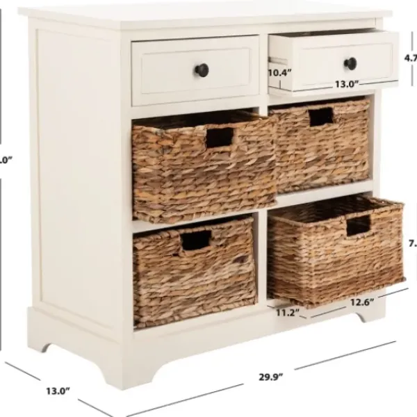 Cabinets & Sideboards-Kirkland's Home Wood Woven Baskets Cabinet White