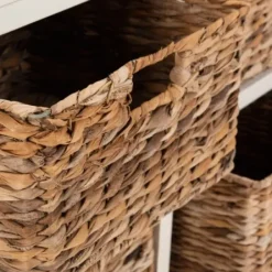 Cabinets & Sideboards-Kirkland's Home Wood Woven Baskets Cabinet White