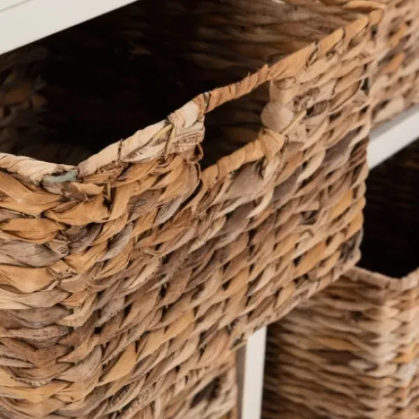 Cabinets & Sideboards-Kirkland's Home Wood Woven Baskets Cabinet White