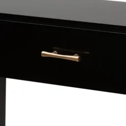 Console Tables-Kirkland's Home Wood Woven Shelves Console Table Black