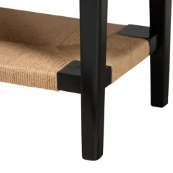 Console Tables-Kirkland's Home Wood Woven Shelves Console Table Black