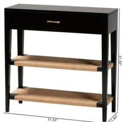 Console Tables-Kirkland's Home Wood Woven Shelves Console Table Black