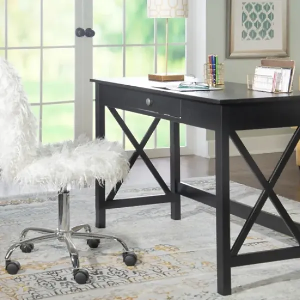 Office Furniture-Kirkland's Home Wood X-Sides Desk Black