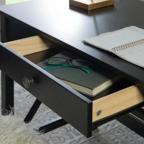Office Furniture-Kirkland's Home Wood X-Sides Desk Black