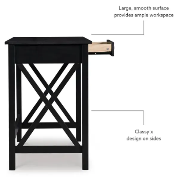 Office Furniture-Kirkland's Home Wood X-Sides Desk Black