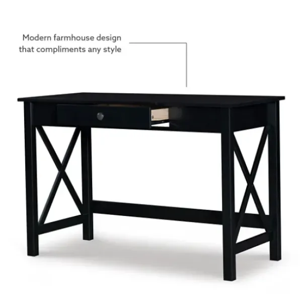Office Furniture-Kirkland's Home Wood X-Sides Desk Black