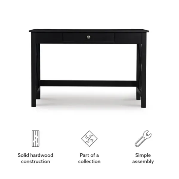 Office Furniture-Kirkland's Home Wood X-Sides Desk Black